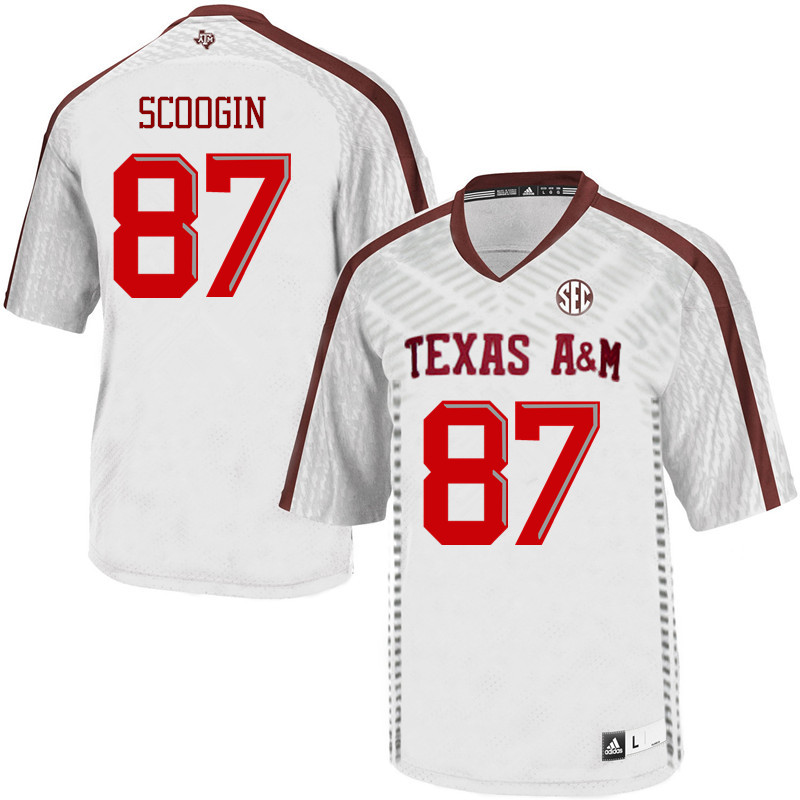 Men #87 Tyler Scoogin Texas A&M Aggies College Football Jerseys Sale-White - Click Image to Close